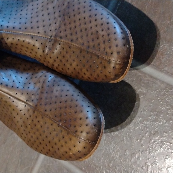 Prada Brown silver metal logo under the knee leather cut out boots size37.5 - Picture 8 of 11